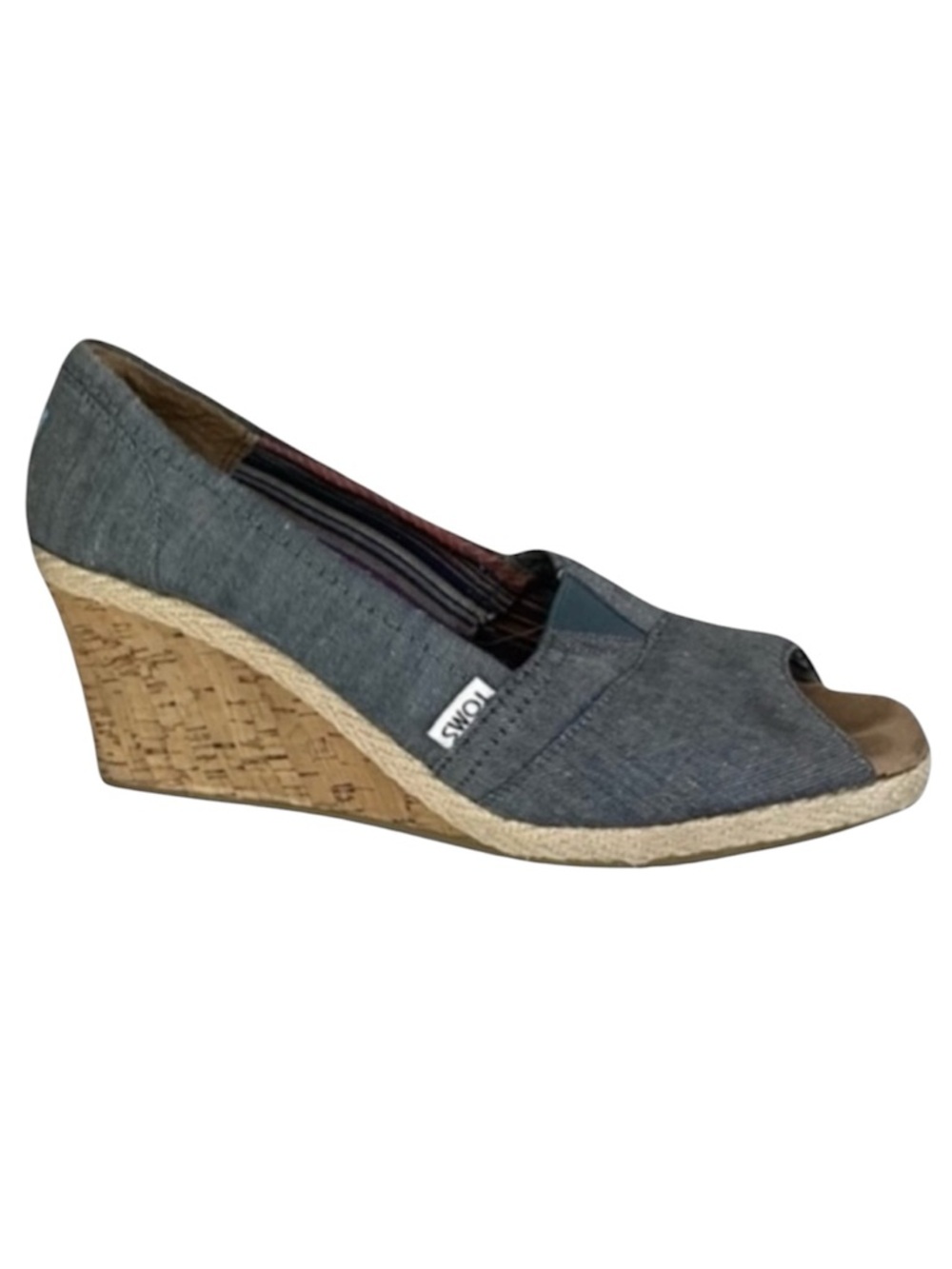 Toms Women’s 9.5 Canvas Peep Toe‎ Wedge Heel Sandals